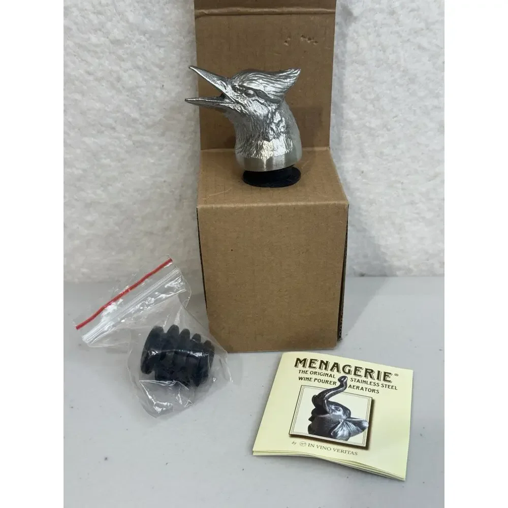 Menagerie Stainless Steel Wine Pourer/Aerator Blue Jay 150 Woodland Collection